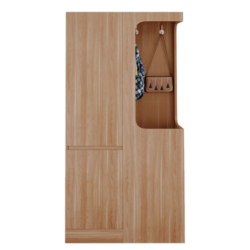 Armoire 70x40x170 Cm Avec Tiroirs Et Penderie Ouverte, Design Une Porte, Bois