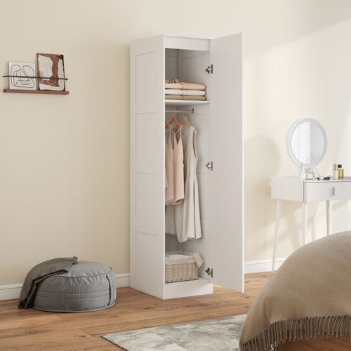 Armoire Multifonction Avec Penderie Et étagère, Porte Soft-close, Blanc, 40x52x180 Cm
