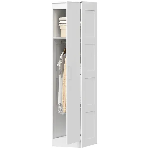 Armoire Multifonction Avec Penderie Et étagère, Porte Soft-close, Blanc, 40x52x180 Cm