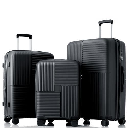 Set De Valises Pp 3 Tailles, Légères Et Résistantes Avec Serrure Tsa, Noir