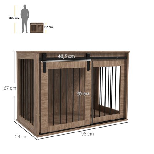 Caisse Pour Chien Verrouillable En Bois Effet Rustique, 98 X 58 X 67 Cm, Style Moderne