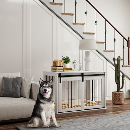 Caisse Pour Grand Chien Avec Porte Coulissante, Ventilation Et Design Moderne 98x58x61cm