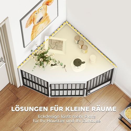 Cage Pour Chiens Petits Et Moyens Avec Porte De Distribution, Mdf Et Métal, Blanche