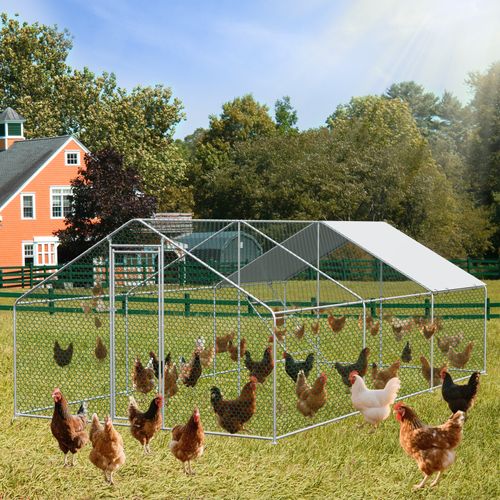 Grand Enclos Extérieur 3x6x2m Pour Poules Et Petits Animaux Avec Toit étanche Et Serrure Sécurisée