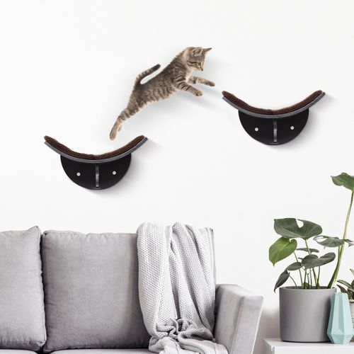 étagère Murale Pour Chat Avec Hamac En Peluche Confortable Et Design Incurvé, 41x28x21 Cm