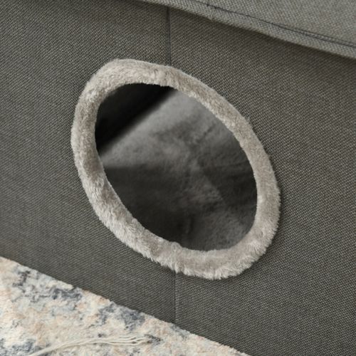Cachette Pour Chat Avec Coussin Lavable, Lit Pour Animaux Portable, Khaki Et Vert