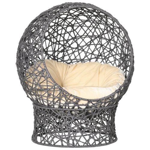 Panier Pour Chat Moderne Surélevé Avec Coussin Confortable Et Espace Sécurisé, Anthracite