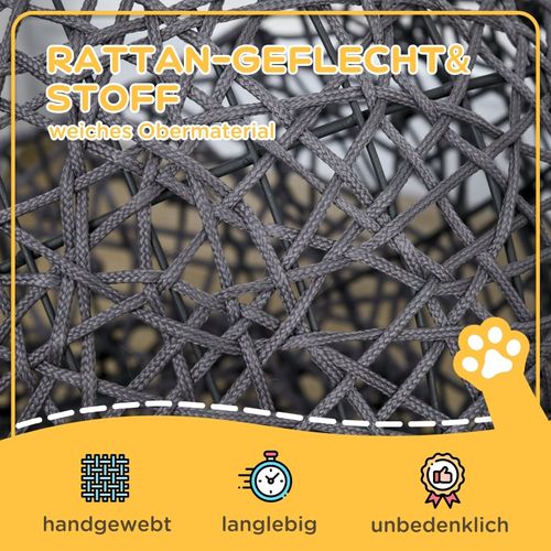 Panier Pour Chat Moderne Surélevé Avec Coussin Confortable Et Espace Sécurisé, Anthracite