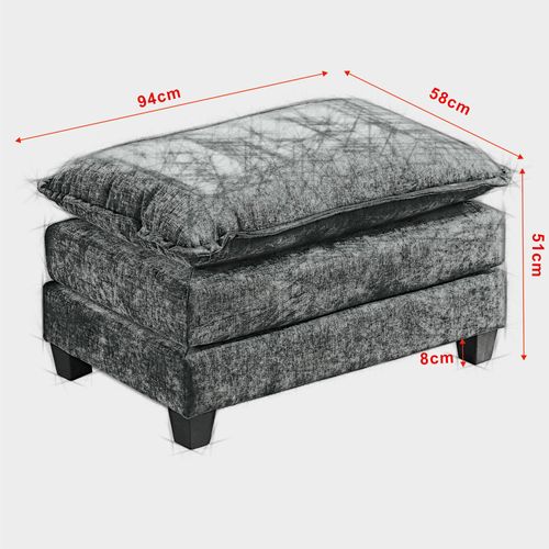 Ottomane Modulable En Chenille Vert, Assise Double Rembourrée, Salon Et Chambre