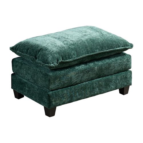 Ottomane Modulable En Chenille Vert, Assise Double Rembourrée, Salon Et Chambre