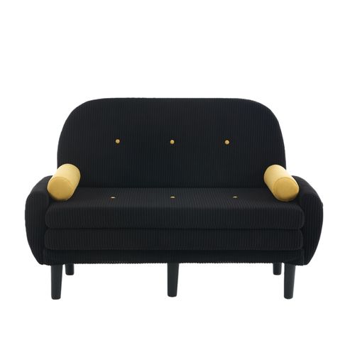 Canapé 2 Places En Velours Noir Avec Espace De Rangement Et Daybed