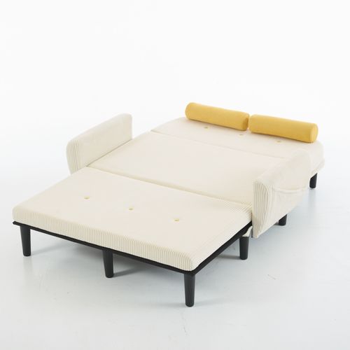 Canapé 2 Places En Velours Crème Avec Espace De Rangement Et Daybed