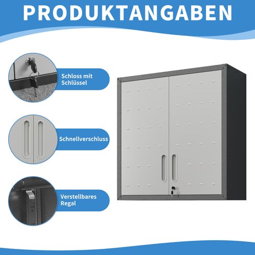 Armoire Murale Métallique Verrouillable Avec étagère Réglable Pour Garage Atelier Et Bureau 77 Cm