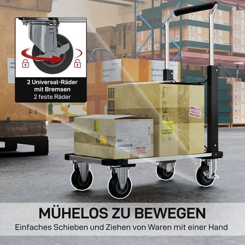 Diable Pliable En Aluminium 150 kg, Plateforme Extensible Et Poignée Réglable, Noir