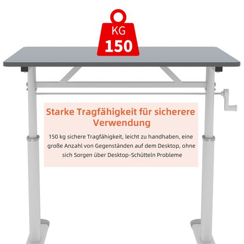 Bureau Réglable Pour Enfants Et Adultes – Hauteur Manuelle Ajustable, Design Compact 60x80 Cm, Gris