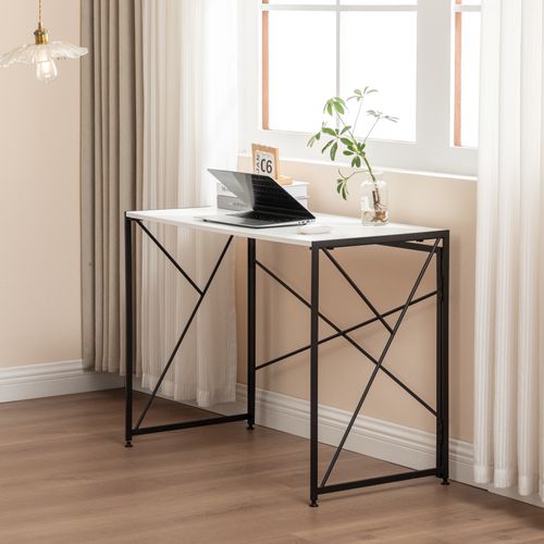 Bureau Pliable Blanc Compact – Facile à Monter, Multifonction Pour Petits Espaces 99x50x75 Cm