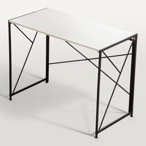 Bureau Pliable Blanc Compact – Facile à Monter, Multifonction Pour Petits Espaces 99x50x75 Cm