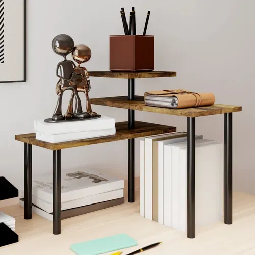 étagère Tournante à 3 Niveaux En Métal Et Panneaux, Compacte Et Industrielle Pour Cuisine