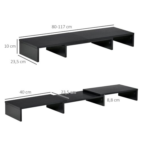 Support écran Réglable Pour Bureau, Double Moniteur, Longueur Ajustable, Noir