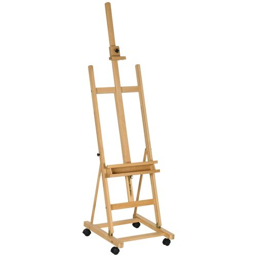 Chevalet D’artiste Réglable En Bois De Hêtre Avec Roulettes, Pliable Et Stable