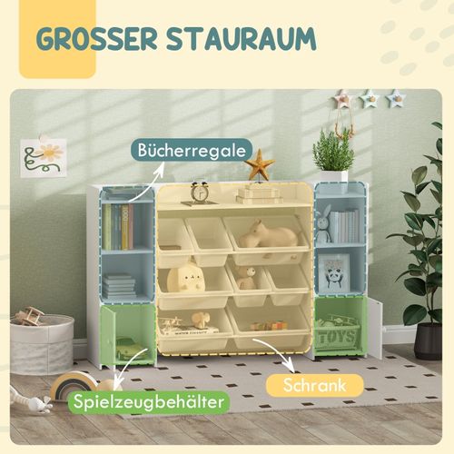 étagère De Rangement Enfant Avec 8 Bacs Amovibles Pour Jouets Et Livres, Blanc