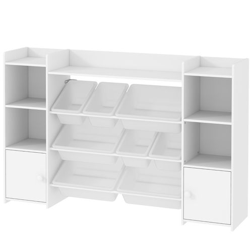 étagère De Rangement Enfant Avec 8 Bacs Amovibles Pour Jouets Et Livres, Blanc