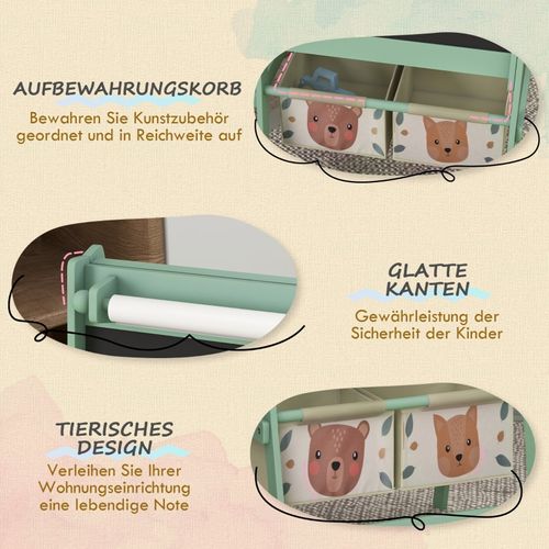 Chevalet Enfant 3-en-1 Avec Tableau Craie, Tableau Blanc Et Rouleau Papier, Vert