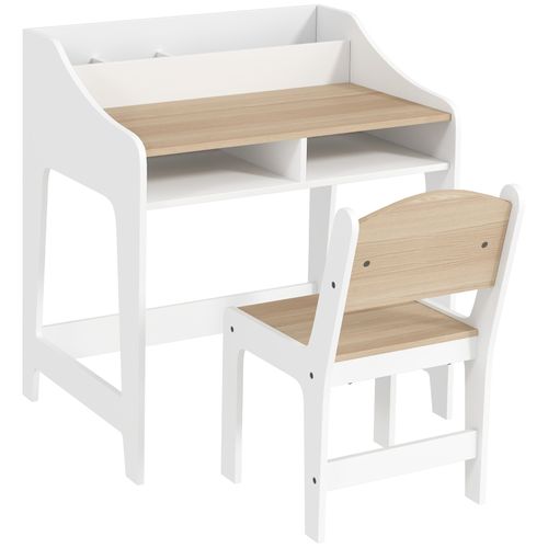 Bureau Et Chaise Enfant Avec Rangement, étagères Ouvertes, Bois Pour 3-8 Ans