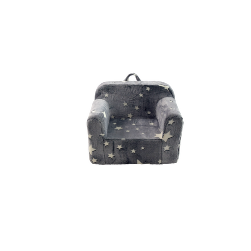 Canapé Enfant Gris En Mousse Avec Poches Latérales Et Housse Amovible