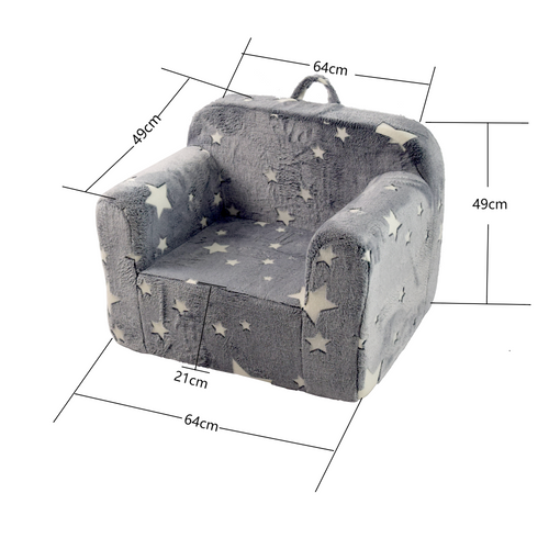 Canapé Enfant Gris En Mousse Avec Poches Latérales Et Housse Amovible