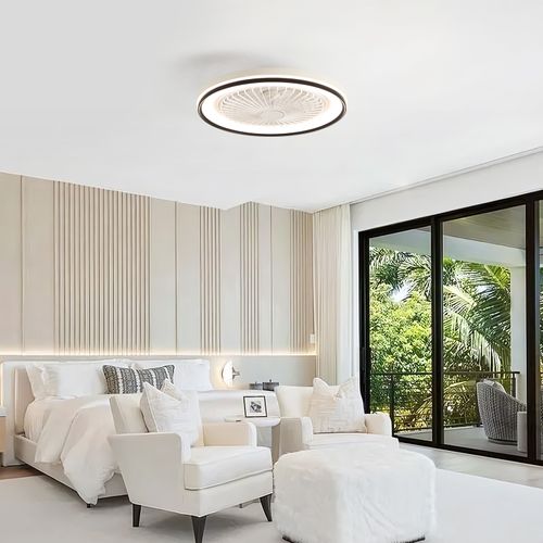 Ventilateur De Plafond Plat 19" Silencieux Avec Télécommande, éclairage Rgb Et LED Dimmable