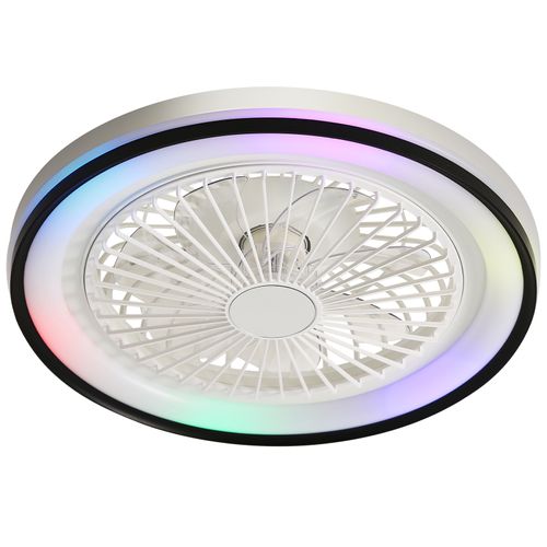 Ventilateur De Plafond Plat 19" Silencieux Avec Télécommande, éclairage Rgb Et LED Dimmable