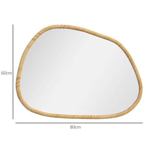 Miroir Mural Asymétrique 80x60 Cm Avec Cadre Bois Pour Salle De Bain Et Salon