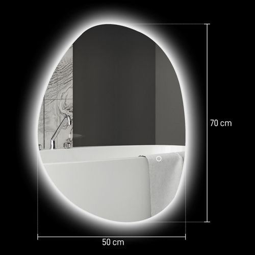Miroir De Salle De Bain Asymétrique 70x50 Cm Avec LED, Anti-buée Et Touch