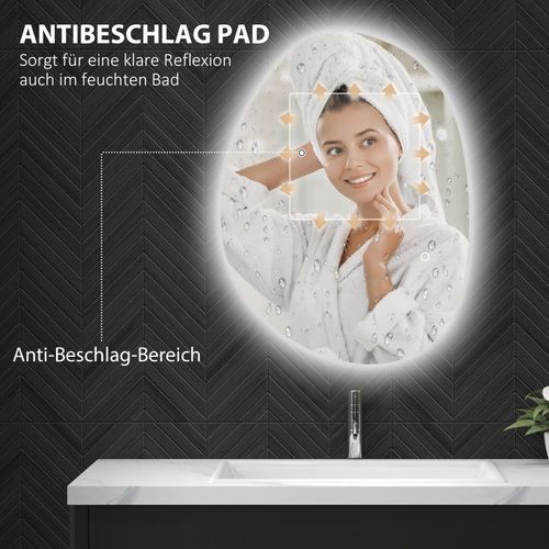 Miroir De Salle De Bain Asymétrique 70x50 Cm Avec LED, Anti-buée Et Touch