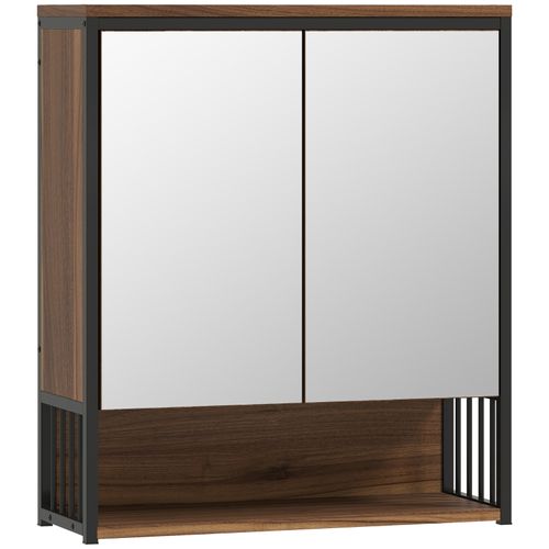 Armoire Miroir Suspendue Pour Salle De Bain 56x65 Cm En Mdf, Design Brun