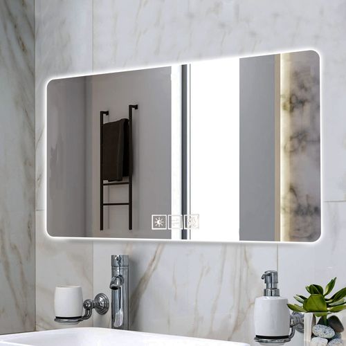 Miroir LED Mural 60x100 cm Anti-buée Avec éclairage Dimmable Et Touche Unique