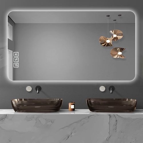 Miroir LED Mural 60x100 cm Anti-buée Avec éclairage Dimmable Et Touche Unique