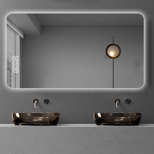 Miroir LED Mural 60x100 cm Anti-buée Avec éclairage Dimmable Et Touche Unique