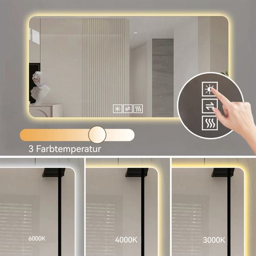 Miroir LED Mural 60x100 cm Anti-buée Avec éclairage Dimmable Et Touche Unique