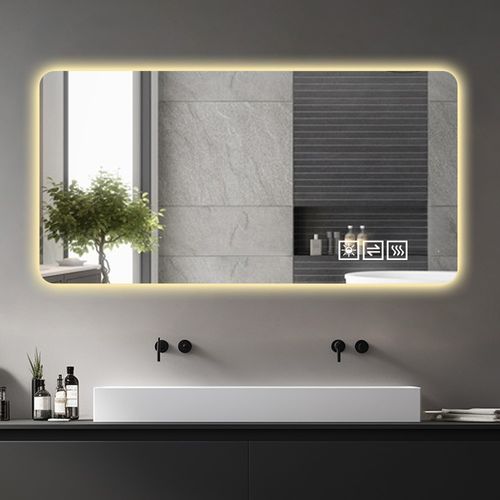 Miroir LED Mural 60x120 cm Anti-buée Avec éclairage Réglable Et Touche Tactile