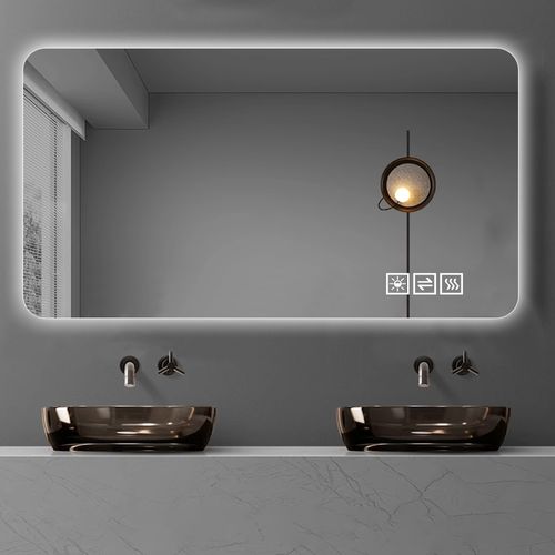 Miroir LED Mural 60x120 cm Anti-buée Avec éclairage Réglable Et Touche Tactile