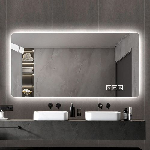 Miroir LED Mural 60x120 cm Anti-buée Avec éclairage Réglable Et Touche Tactile
