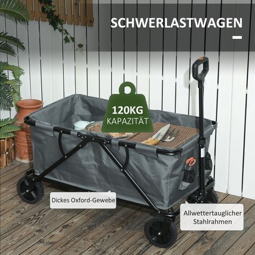 Chariot Pliable 160l Avec Bâche Amovible, Jardin Et Transport, Capacité 120 Kg