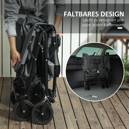 Chariot Pliable 160l Avec Bâche Amovible, Jardin Et Transport, Capacité 120 Kg