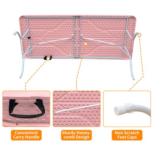 Table Pliante Portable 180 cm Résistante Avec Poignée, Multi-usage Pour Intérieur Et Extérieur