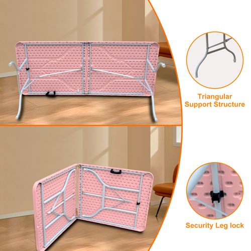 Table Pliante Portable 180 cm Résistante Avec Poignée, Multi-usage Pour Intérieur Et Extérieur