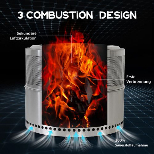 Brasero Portable En Acier Inoxydable, Feu De Bois Sans Fumée Pour Extérieur