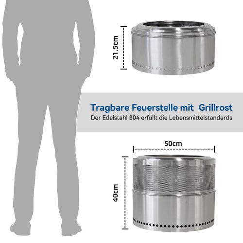 Brasero Portable En Acier Inoxydable, Feu De Bois Sans Fumée Pour Extérieur