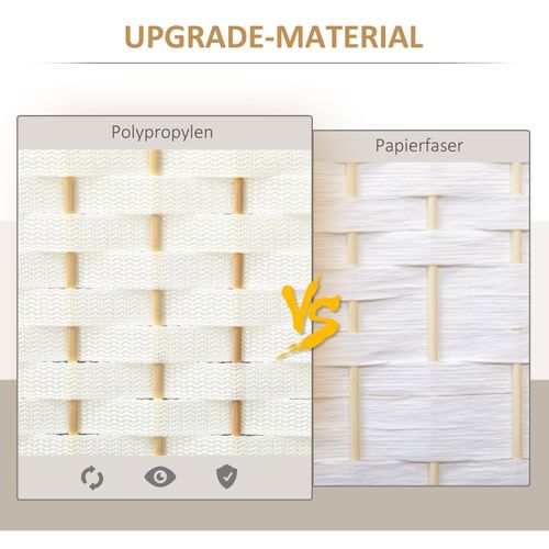 Paravent 6 Panneaux Pliable En Bois De Pin Avec Tissage Décoratif Blanc, Pour Salon Et Bureau